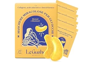 LE GUSHE Patch Occhi Oro (20 Paia) - Patch Occhiaie e Borse con Collagene e Aminoacidi - Maschera Occhi Illuminante e Rinfrescante