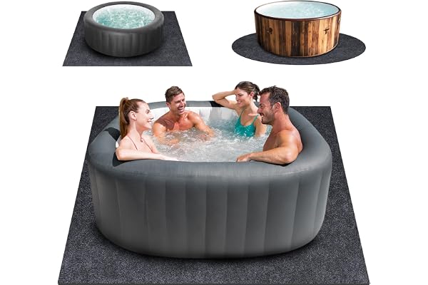 Aoebwpwi Tapis de Jacuzzi Gonflable Extra Large de 203,2 x 203,2 cm, Dos imperméable et antidérapant, Absorbant (80 x 80 cm, carré)