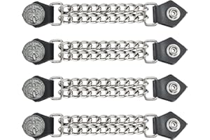 GARGOYLE BELLS Motorcycle Vest Extenders, Genuine Leather Double Chain Vest Extenders for man (4 pcs)