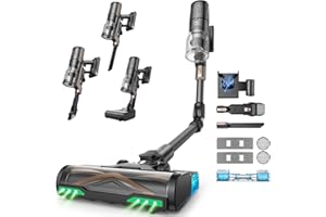 Proscenic P20 Aspirateur Balai sans Fil,70Kpa/680W/70Min Aspirateur Laveur avec Nettoyage de Sol,Aspirateur Pliable sans Fil Puissant,Autoportante,Brosse Anti-Enmêlement pour Tapis,Poils Animaux,Voit