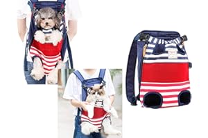 Tineer Zaino per Animali Domestici,Regolabile Dog Front Legs out Carrier Backpack Il Sacchetto di Mano Libero Viaggi,Easy-Fit per 5-12KG Piccole Medie Gatti Cani attività all'aperto (Stripe)