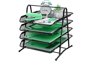 IOUGDSEC Briefablage mit 4 Ebenen, Organizer aus Metall, Aufbewahrungsfächer, Büroschubladen, Dokumentenablage, A4-Netz-Schubladen-Organizer für Büro, Zuhause und Schule, Schwarz