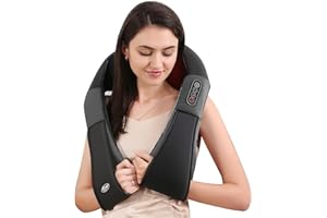 CAREBODA Masajeador de Cuello y Hombros, Shiatsu Masajeador Cervical Eléctrico con Función de Calor, Masajeador Espalda de 3 Posiciones Ajustables, para Relajación de Fatiga el Hogar y la Oficina (Negro Gris)
