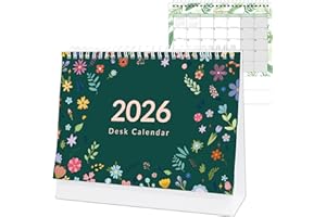 MOSEEM Desk Calendar 2026 - Calendar 2026 UK, Monthly Desktop Calendar (Jul. 2026 - Dec 2026), Standing 2026 Desk Calendar Month to View, Strong Twin-Wire Binding, for School Office Home-Floral