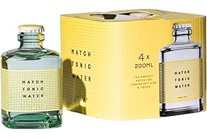 MATCH TONIC WATER Match Tonic Indian, Acqua Tonica, 4 bottiglie da 200ml, per Gin Tonic London Dry Premium, Note Secche con Aromi di Citronella, Limone e Pompelmo, Basso Contenuto di Zucchero, Materiale 100% Riciclato