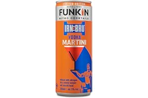 FUNKIN Cocktails Ready to Drink IRN-BRU Vodka Martini Nitro Cocktail Cans | 5% ABV | Velvety Texture, Smooth Head | Just Pop & Pour, Serve Chilled | Distinct Flavour for the Bold | 200ml, Pack of 12
