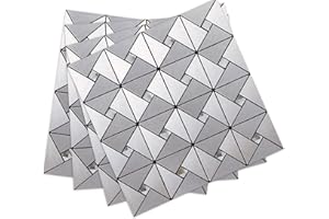 DICOFUN 3mm Square Self Adhesive Wall Tiles, Brushed Silver Metal Mixed Glass Diamonds Stick on Tile, Splashback Tile Stickers for Kitchen & Bathroom (10 Tiles)