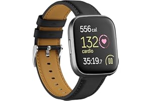 YASPARK Leder Armband für Fitbit Versa 2, Elegantes Echtes Lederarmband für Fitbit Versa 2, Fitbit Versa, Fitbit Versa Lite, Fitbit Versa SE, Lederarmbänder für Männer und Frauen