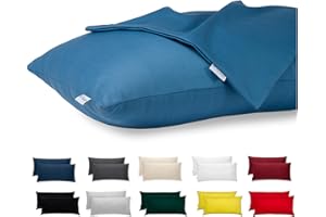 Flowen Federe Cuscini Letto Matrimoniale Cotone 50x80 Set 2 Copricuscini Tessuto Morbido Effetto Seta Anallergico Antiacaro Traspirante con Zip Nascosta Coppia Fodere Lavabili in Lavatrice