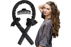 KESFEY High Resilience Heatless Curling Rod Headband, Soft and Comfortable Silk Hair Curlers for Sleeping, Adjustable Wave Curling No Heat Hair Styling Rollers (Black)