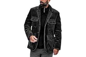 HESYSUAN Veste vintage en velours côtelé pour homme - Style décontracté - Solide - Slim - Avec poche à revers - Pour affaires, mariage, dîner