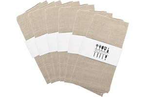 RANJIMA Tovaglioli in tessuto di lino, per cena, in cotone, set da 6 tovaglioli in lino, lavabili, per festa del papà, festa della mamma, feste, matrimoni (beige)