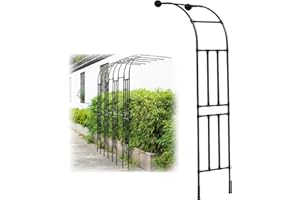 YIDELCHON Metall Rosenbogen Garten Halbbogen Rankhilfe Rankgitter Torbogen Für Kletterpflanzen Stahlrahmen Halb-rosenbogen Witterungsbeständig(Black,220X240X45cm)