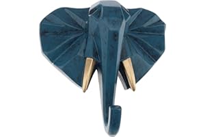 Kepfire Nordic Style Creative Home Living Room Cloakroom Decoration Animal Hook Blue Elephant Head Resin Hook Art Jewelry Display Key Scarf Bag Coat Holder Rack