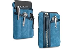 Sayram SP6 EDC Pouch Tasche, kompakter EDC Taschen Organizer aus gewachstem Canvas, Reißverschlusstasche für Herren, EDC Pocket Organizer für Kleingeld, Notizbuch, Taschenlampe