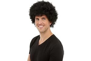 Funidelia | Peluca afro para hombre y mujer Música Disco, Abba, Bee Gees, Décadas - Accesorios para adultos, accesorio para disfraz - Negro Talla Única