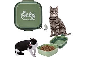 OHAANYY Tragbarer Faltbarer Hundenapf, Zusammenklappbare Hundenapf, Haustiernapf für DraußEn mit Deckel und Karabiner, 400+400 ml, Geeignet für Hunde - und KatzenspaziergäNge, Reisen Oder zu Hause (Grün)