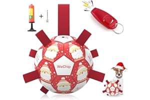 WeChip Pelota Juguete Perro Navidad, Juguetes Interactivos de Fútbol para Perros Navidad con Lengüetas de Agarre para Juegos de Buscar y Tirar. Pelota Juguete Duradera para Perros Medianos y Pequeños