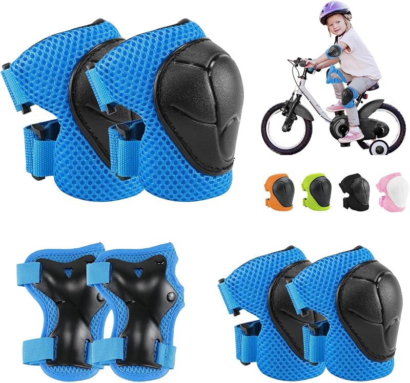 Juego de Protecciones Skate Niño 6 Piezas Conjuntos de Patinaje Set Infantiles Rodilleras con Muñequeras y Coderas Protecciones Niño para Bicicleta Patinaje Ciclismo Monopatín Deportes Extremos