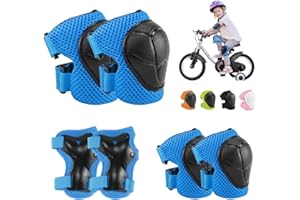 VFFNFF Juego de Protecciones Skate Niño 6 Piezas Conjuntos de Patinaje Set Infantiles Rodilleras con Muñequeras y Coderas Protecciones Niño para Bicicleta Patinaje Ciclismo Monopatín Deportes Extremos