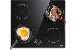 Hobsir hob Induction Hob 4 Zones Built-in Electric Hob 60cm Induction Cooker 6400w Touch control, Child-safety Lock, Stop&go Function, Hard Wire, No Plug Included