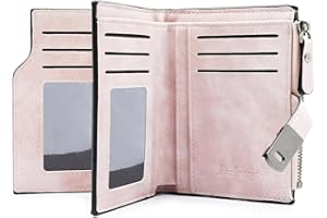 GOUNNU Geldbeutel Klein Damen PU Leder Mini Geldbörse Damen Klein und im Kurzformat Portemonnaie Damen Viele Fächer Portmonee Damen mit 16 Kartenfächer und Reißverschluss Münzfach (Rosa)