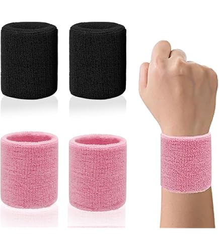 PATIKIL Lot De 12 Bandeaux Poignets Éponge Rose – Absorbants, Confortables Pour Sport & Fitness