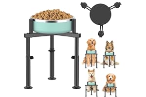 LyTaispuly Hundenapf Erhöht Hundebar Grosse Hunde-5 Höhen, Breite 10-23cm-Erhöhter Fressnapf Hund Erhöht, Metall Hundenapf Höhenverstellbar für Große Mittelgroße Kleine Hunde (Schwarz)