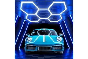 MIMIEAR Hexagon LED Lights:192W 5 Grids DIY led Honeycomb Ceiling Light,6500K Ultra Bright,2.4x1.7m,Easy Install, Durable Design for Garage,Car Detailing,Workshops,Exhibition Hall,Gym,Shopping malls (5-HEX)