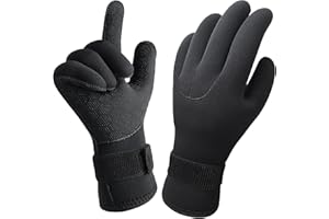 Cleminsta Guantes de Buceo de Neopreno, Guantes de Surf, Guantes Antideslizantes Hombre Mujer Negro, Guantes de Pesca, Guantes Deporte Acuático
