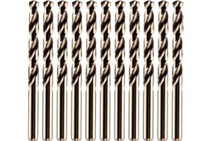 RENNIE TOOL COMPANY Rennie Tools - Box of 10 x 5mm HSS Gold Cobalt Jobber Drill Bit Set For Stainless Steel, Hard Metals, Aluminium, Cast Iron, Copper. Twist Drill Bit Sets Supplied In A Box. 5mm Drill Bit Set