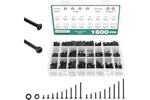 Faankiton 1600PCS M3 Hex Socket Head Cap Button Screws Nuts and Bolts Set, Round Hexagon Socket Bolts Nuts and Washers, 12.9 Carbon Steel Flat Head Cylindrical Screws Assortment Kit