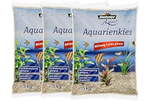 Dehner Aqua Aquarienkies, Körnung 1 - 2 mm, 3 x 5 kg (15 kg), weiß
