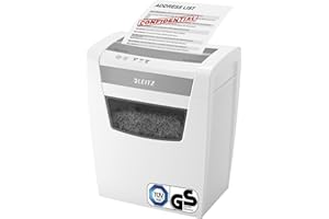 Leitz IQ Aktenvernichter Office S, 14-12 Blatt Kapazität (70-80 g/m²), TÜV+GS zertifiziert, Partikelschnitt, Sicherheitsstufe P4, Besonders leise, 23L Behälter, Schredder für Büro, Weiß, 80990000