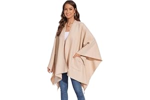 colornival Chal Elegante para Mujer Capa Frontal Abierta Poncho Suave, Adecuado para Primavera, Otoño e Invierno