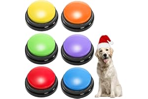 YOUEON 6 Pack Voice Recording Button, 6 Colors Dog Buttons for Communication Pet Training Buzzer, 30 Seconds Record & Playback, Funny Record Buttons for Pet, Classroom, Office, Home