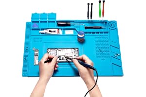 Spurtar Lödmatta, Lödstation, 45 x 30 cm, 500 ℃ Värmebeständig, Silikon | Antistatisk Matta, Silikonarbetsmatta, Mångfunktionell Magnetisk Elektronikreparation för Lödning, Svetsning Gör-det-själv