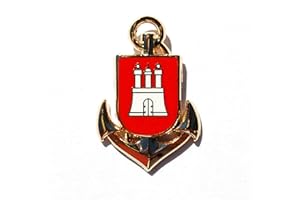CITY SOUVENIR SHOP Pin "Anker" mit Hamburg-Wappen, goldfarben, ca. 23mm