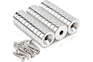 SWIHORAB 30 pz magneti al neodimio extra forti 10x3 mm apertura 3 mm, magneti rotondi con foro svasato con foro, magneti forti piatti piccoli, magnete con viti