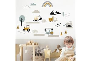 Little Deco Naklejka ścienna pojazdy do pokoju dziecięcego, ulica, koparki, samochód, tatuaż ścienny, pokój dla niemowląt, naklejka ścienna, dekoracja ścienna DL912, 123 x 81 cm (szer. x wys.)