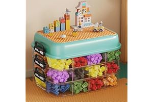 auvstar Boite Rangement Plastique pour Lego Briques avec Couvercle, Boite Rangement pour Puzzle Jouet,Rangement pour Blocs de Construction,Enfant Jouets Empilable Organiseur Transparent (3Layers)