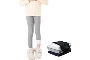 JinBei Leggings Felpati Bambina Invernali Lunghi Pantaloni Termici Bambino Caldo Spesso Leggins Foderati in Pile Morbido Abbigliamento Ragazza Tinta Unita per Sportivi Casual, 5-13 Anni