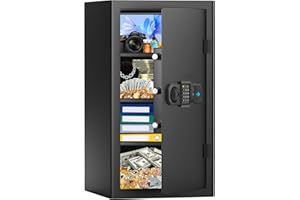 TISKGG 90L Large Safe Safe for Home, Fireproof Safe with Key, Removable Shelf and Mute Function, Anti-Theft Safes for Money, Documents, Medicine and Valuables