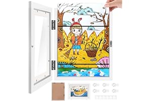 DYDHRER Bilderrahmen Kinderzeichnungen, A4 Kinderkunstrahmen, Acrylplatte Kinder Bilderrahmen, Bilderrahmen Zum Aufklappen, Kinder Kunst Bilderrahmen für Schulen, Kunstprojekte, Zuhause Geeignet(Weiß)