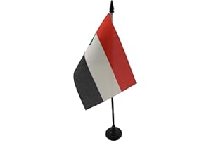 AZ FLAG - Sudan Table Flag 4'' x 6'' - Sudanese Office Mini Banner 100% Polyester 15 x 10 cm - Mini Desk Flag with 10'' Pole and Black Plastic Base