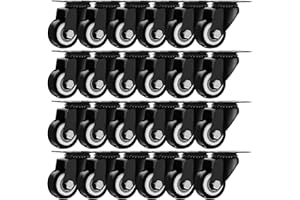 ONLINE BEST SERVICE 24 PACK 40mm Up to 100K Heavy Duty Swivel Castor Wheels No Brake, Rubber Base with Top Plate Caster for Furniture, Appliance & Equipment Small Castor Wheels