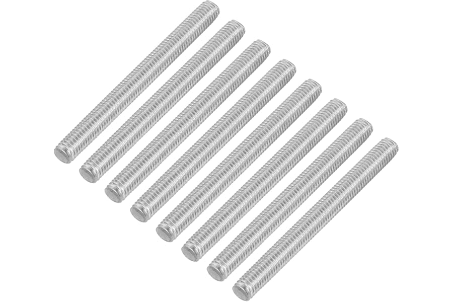sourcing map 8Pcs Fully Threaded Rod, M5 x 55mm 304 Stainless Steel Right Hand Thread Bar Studs M5-0.8 Thread Pitch for Furniture Machinery Assembly