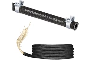 BK-POWERTCS (7,5 mm)1x Meter Benzinschlauch Ölschlauch Dieselschlauch Kraftstoffleitung für Benzin Kraftstoff Diesel Öl (NBR DIN-73379-B)-(2x W1 Mini Schelle) (Innen 7,5 mm/Außen 12,5mm (Schelle große 12x14mm))