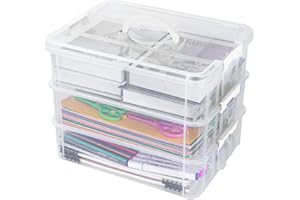 Creahaus Boîtes de rangement en plastique à 3 couches avec couvercles Blanc