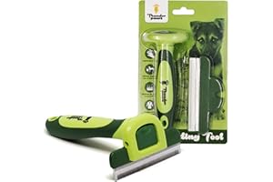 Thunderpaws Professional De-shedding Tool and Pet Grooming Brush, D-Shedz for Breeds of Dogs, Cats with Short or Long Hair, Small, Medium and Large (Green)